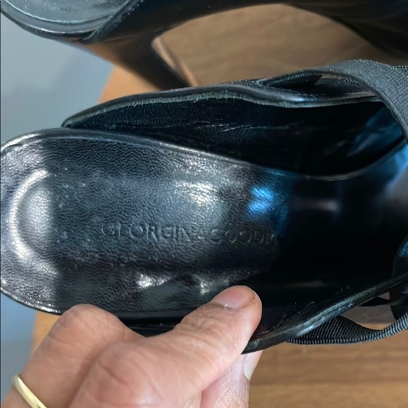 Georgina Goodman Black Women's Leather Peep-Toe Heels - Picture 3 of 6